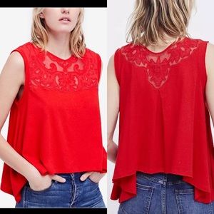 Free People Red “Meant to Be” Swing Top